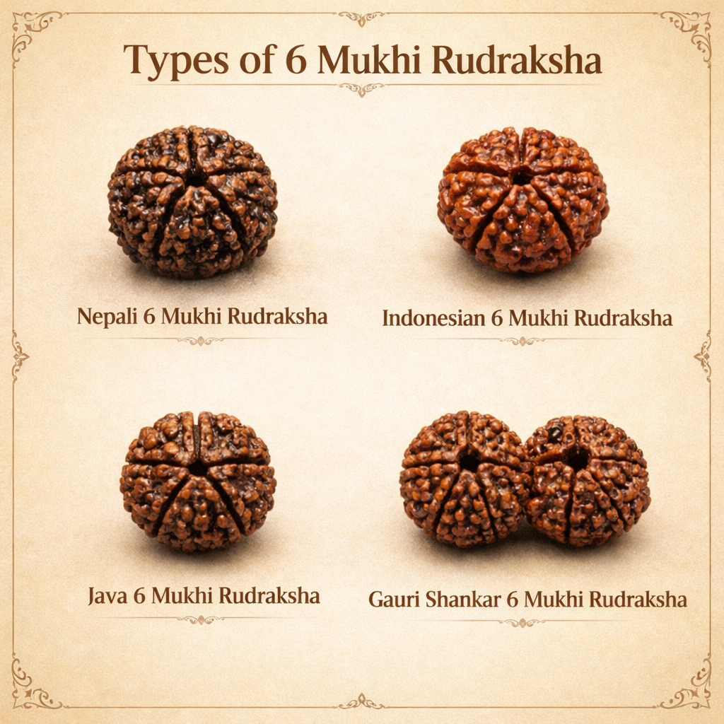 Types of 6 Mukhi Rudraksha