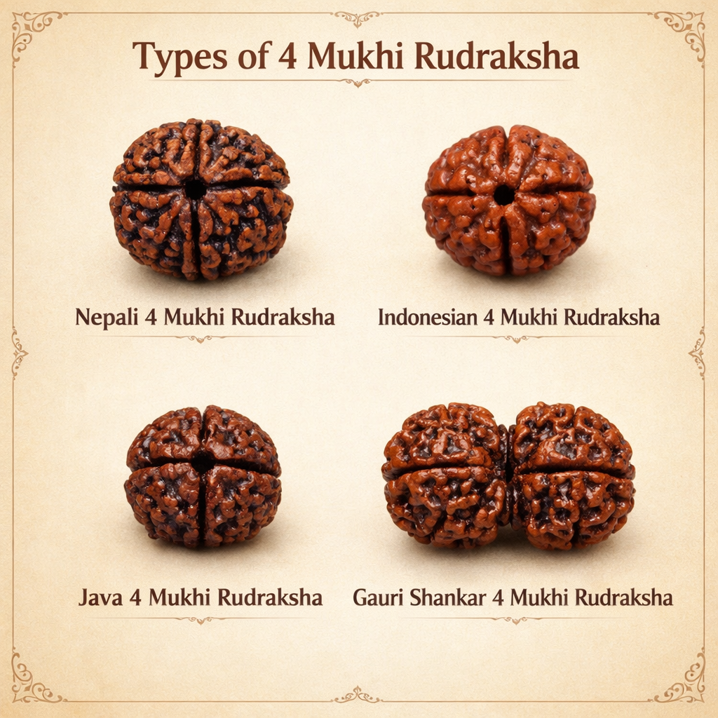 Types of 4 Mukhi Rudraksha