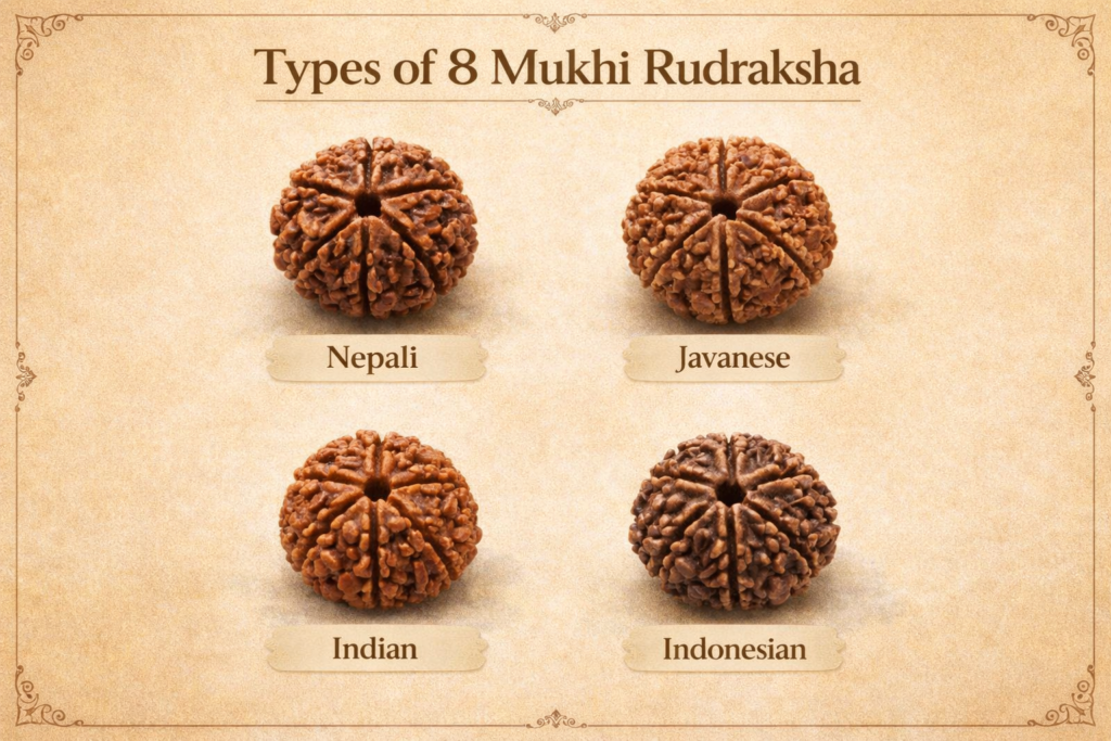 Types of 8 Mukhi Rudraksha