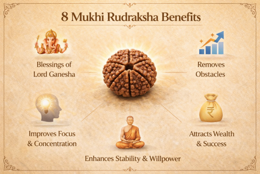 8 Mukhi Rudraksha Benefits