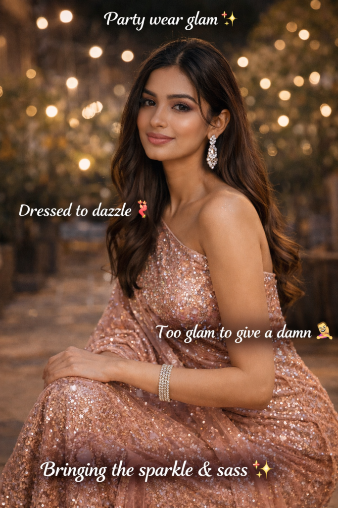Party Wear Outfit Captions for Instagram for Girl