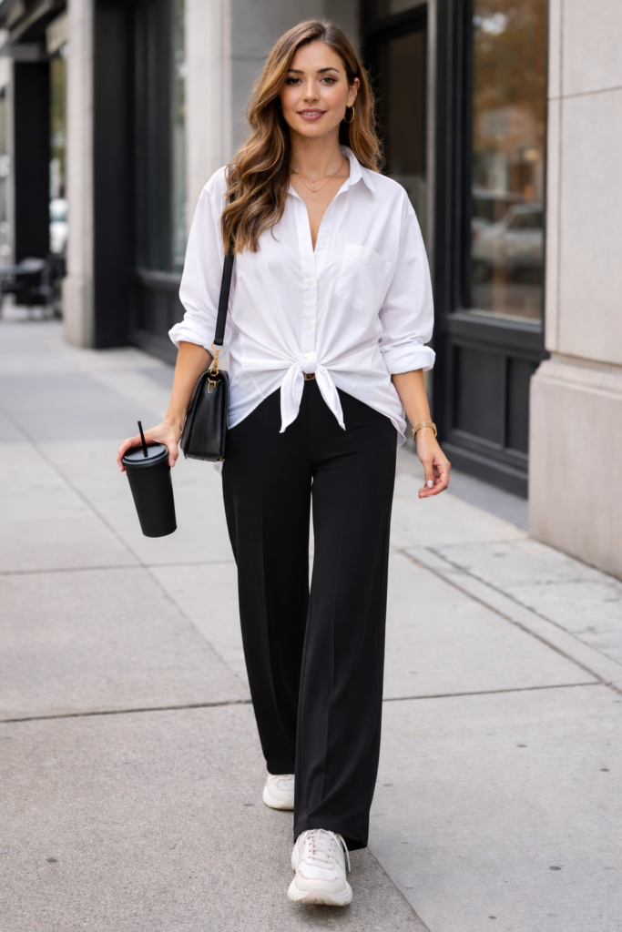 Oversized Shirt with Wide-Leg Pants