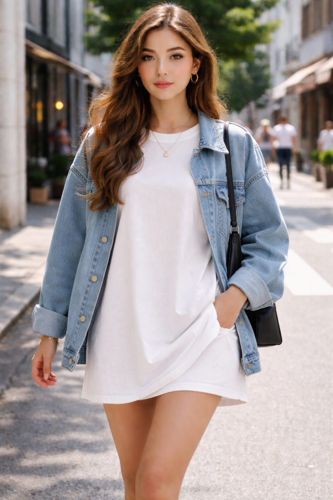 Layer Oversized T-Shirt with Jacket