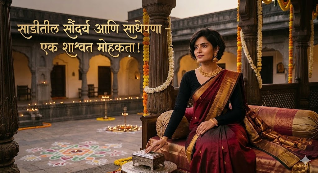 Elegant Saree Captions in Marathi
