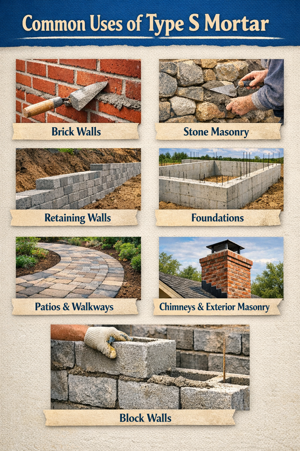 Common Uses of Type S Mortar