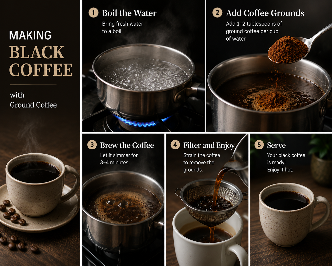 Making Black Coffee with Ground Coffee