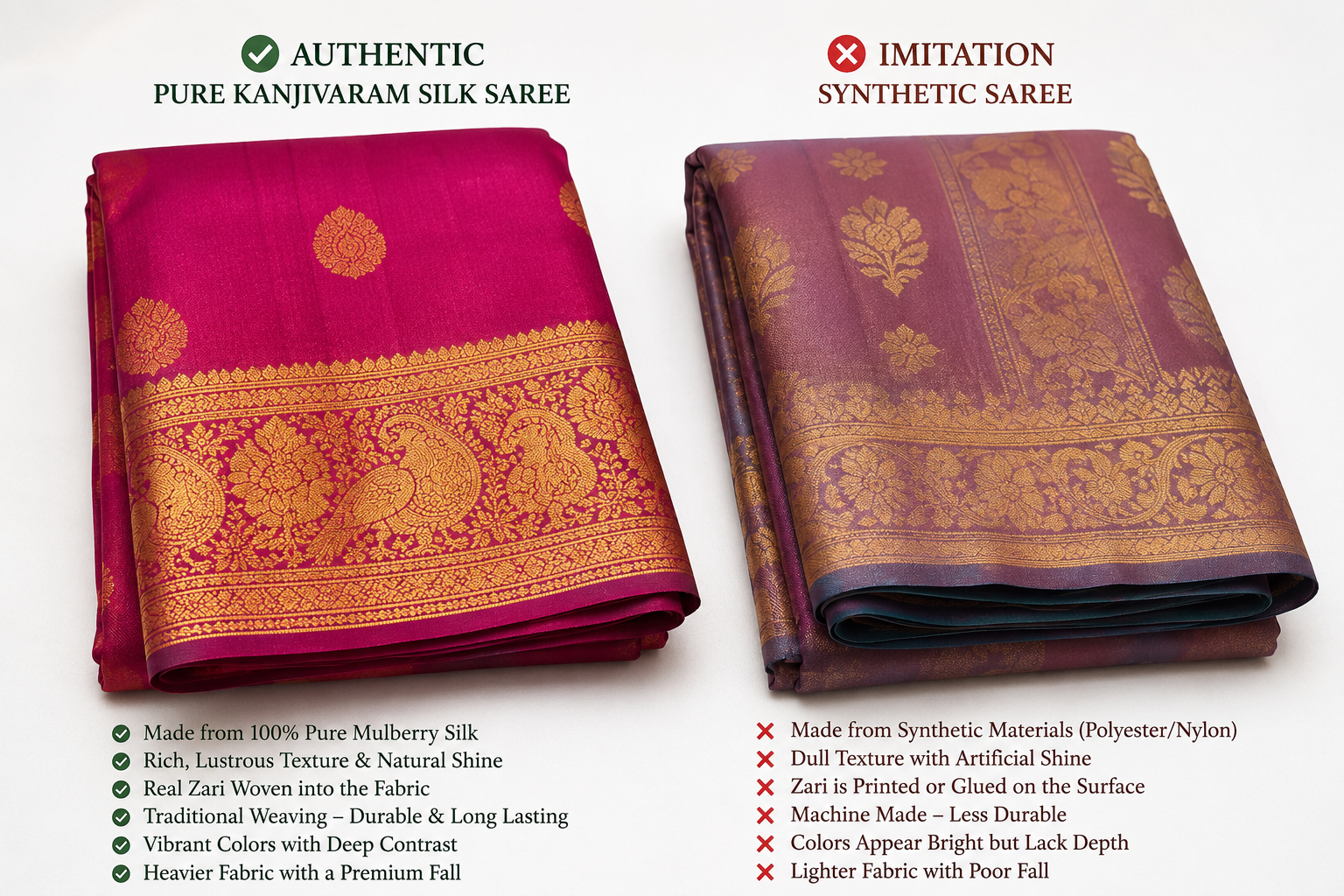 Difference Between Pure and Fake Kanjivaram Silk Sarees
