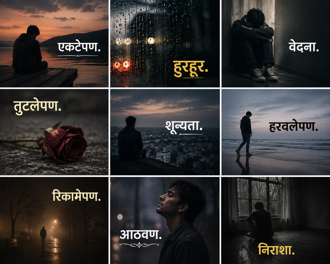 Marathi One Word Sad Captions
