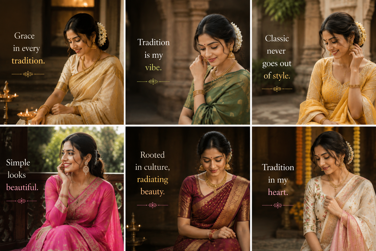 Short Captions For Traditional Look For Girl