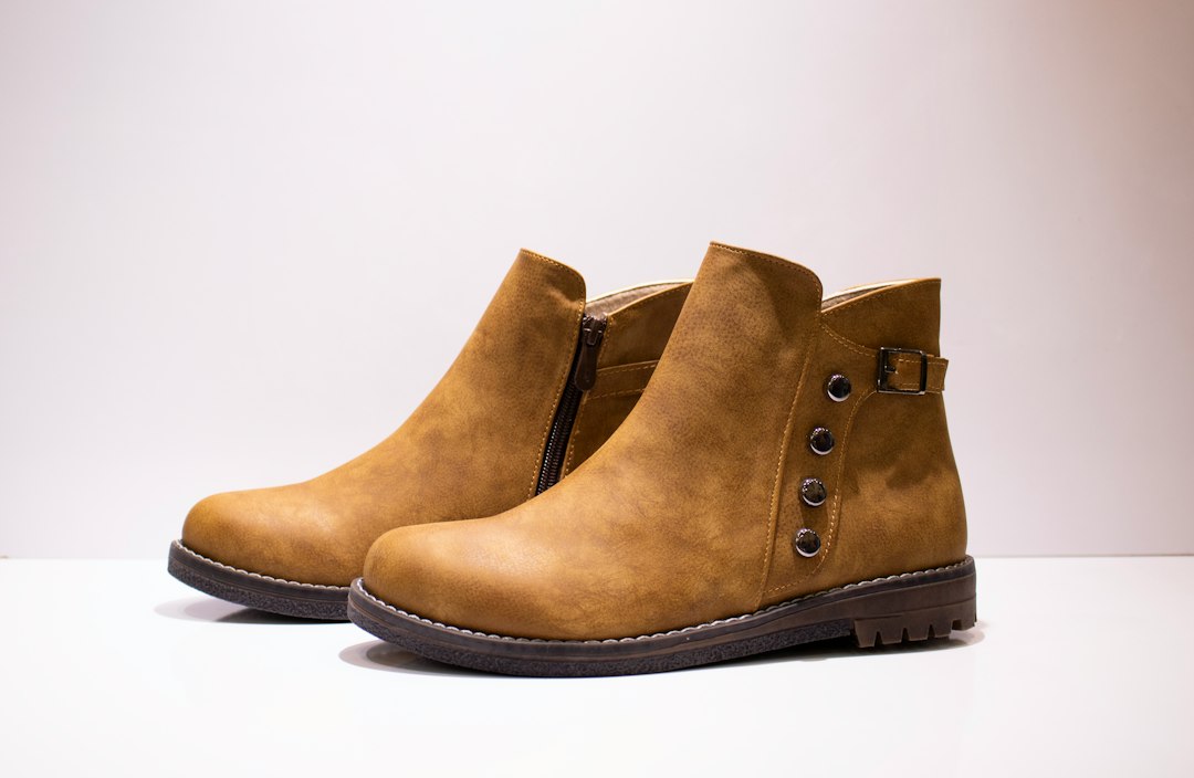 Brown leather boots