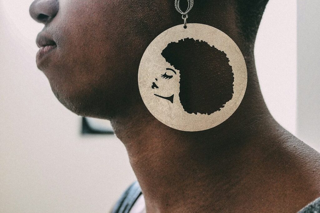 Person wearing a silver earring