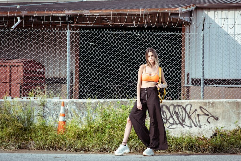 Fashion model photographed for a style guide